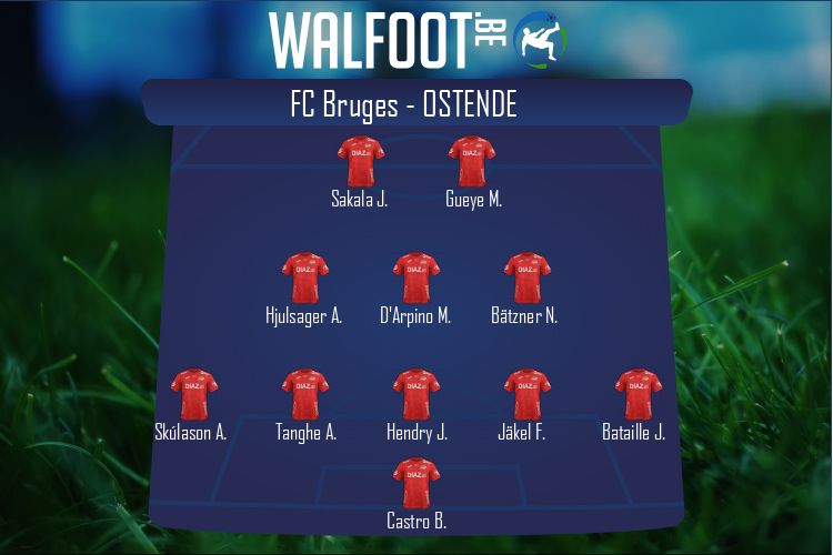 Composition Ostende | FC Bruges - Ostende (20/01/2021)
