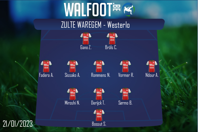 Composition Zulte Waregem | Zulte Waregem - Westerlo (21/01/2023)