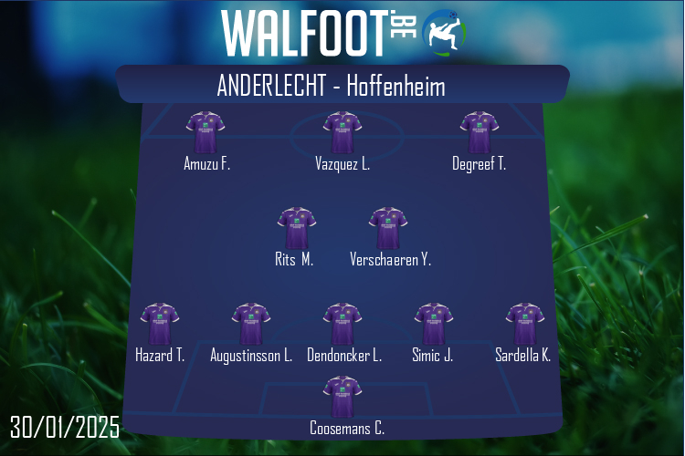 Composition Anderlecht | Anderlecht - Hoffenheim (30/01/2025)