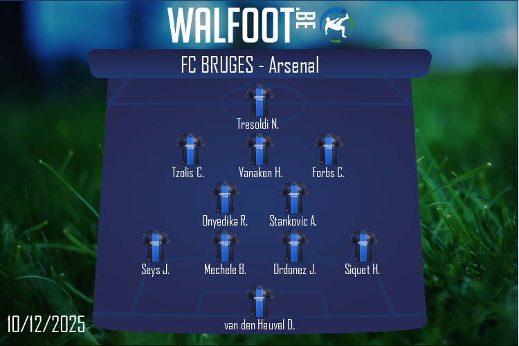 Composition FC Bruges | FC Bruges - Arsenal (10/12/2025)