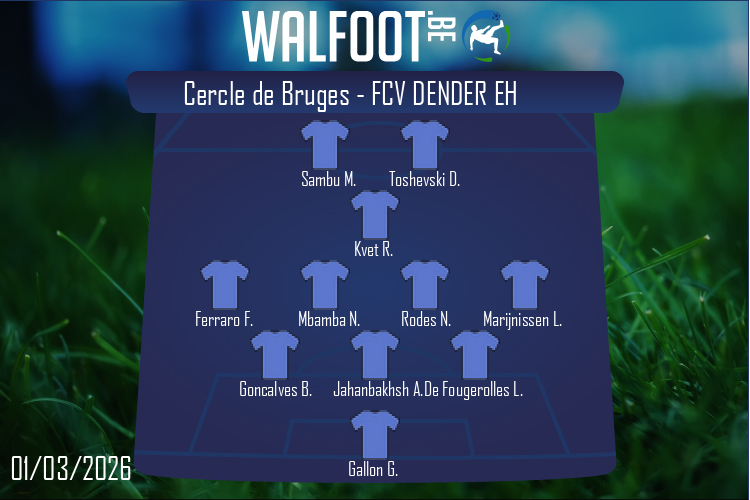 Composition FCV Dender EH | Cercle de Bruges - FCV Dender EH (01/03/2026)