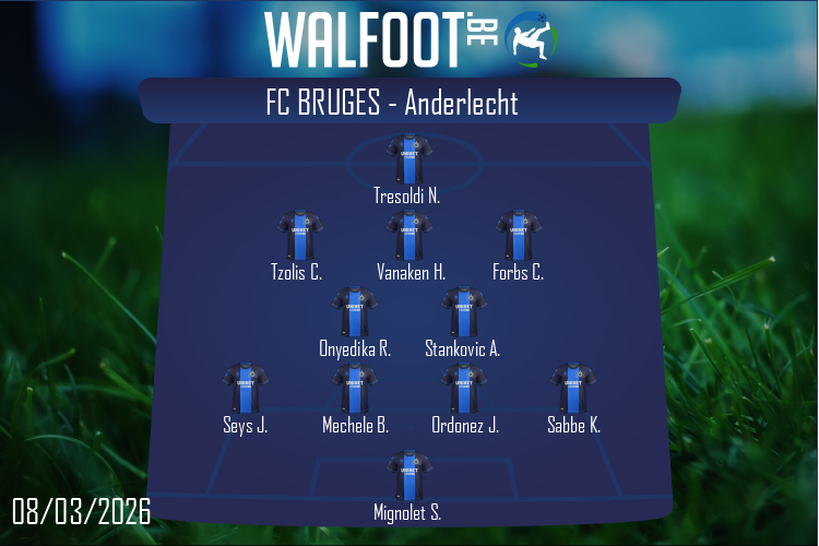 Composition FC Bruges | FC Bruges - Anderlecht (08/03/2026)