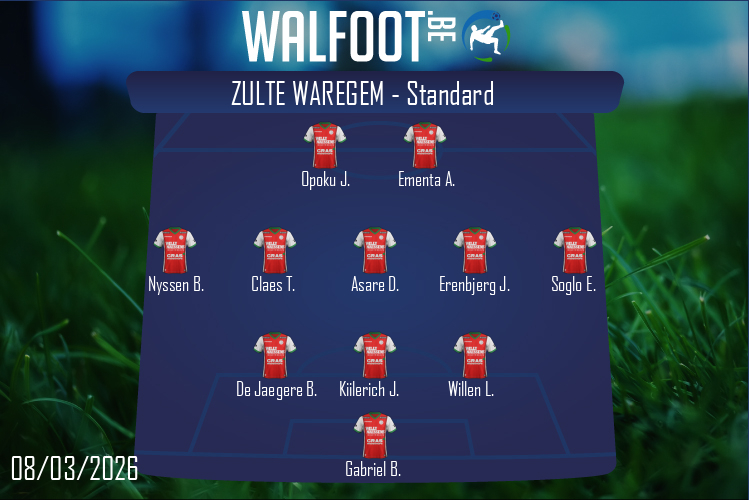 Composition Zulte Waregem | Zulte Waregem - Standard (08/03/2026)