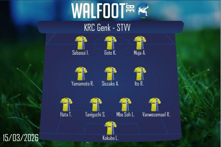 Composition STVV | KRC Genk - STVV (15/03/2026)