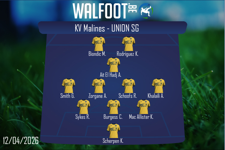 Composition Union SG | KV Malines - Union SG (12/04/2026)