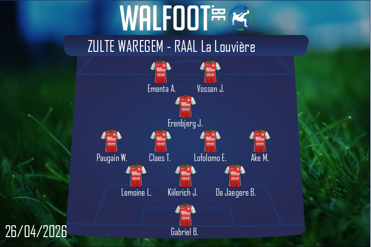 Composition Zulte Waregem | Zulte Waregem - RAAL La Louvière (26/04/2026)