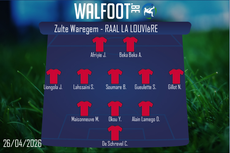 Composition RAAL La Louvière | Zulte Waregem - RAAL La Louvière (26/04/2026)