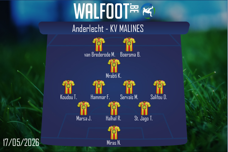 Composition KV Malines | Anderlecht - KV Malines (17/05/2026)