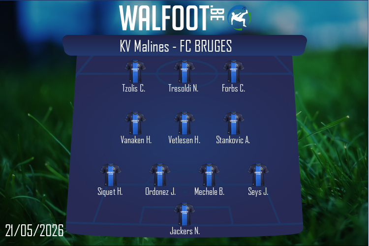 Composition FC Bruges | KV Malines - FC Bruges (21/05/2026)