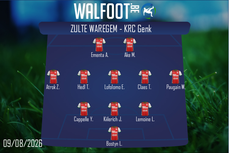 Composition Zulte Waregem | Zulte Waregem - KRC Genk (09/08/2026)