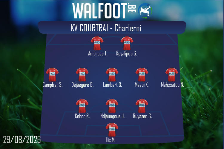Composition KV Courtrai | KV Courtrai - Charleroi (29/08/2026)
