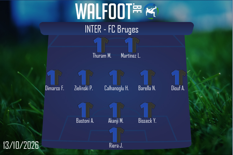 Composition Inter | Inter - FC Bruges (13/10/2026)